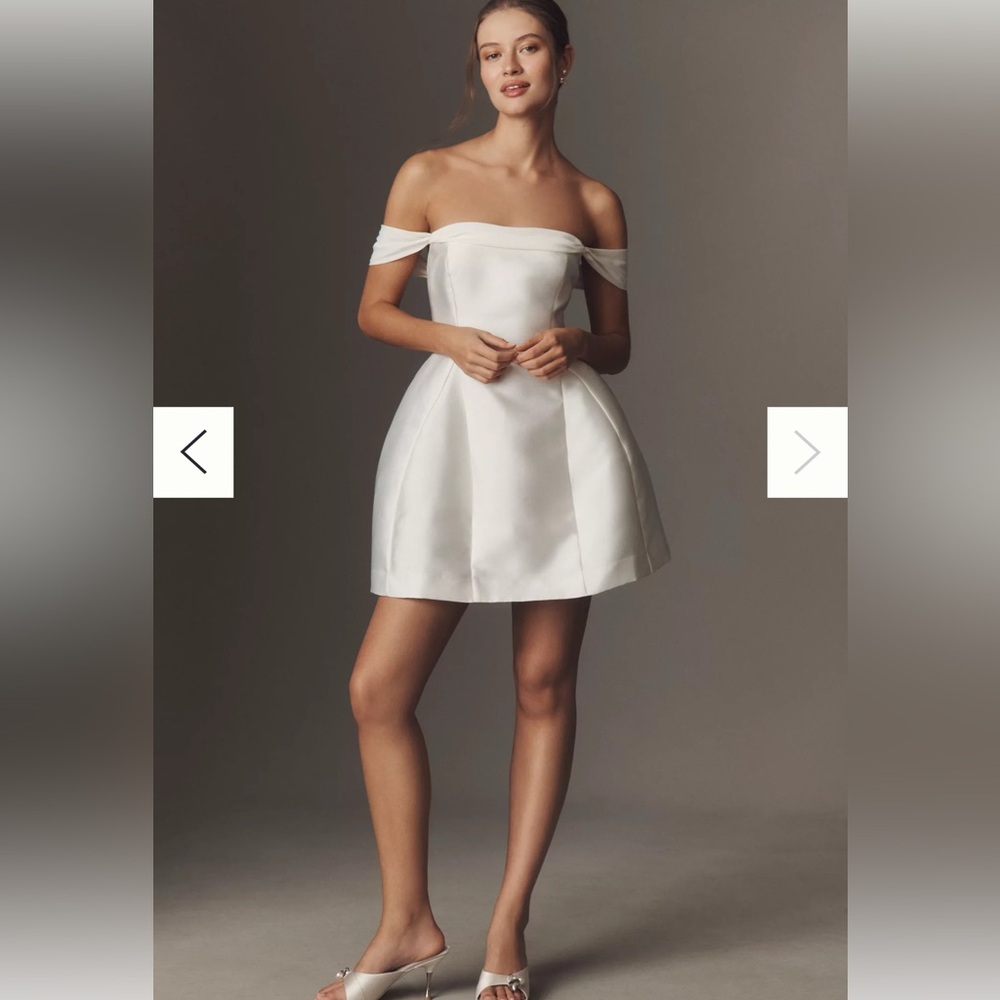 Brand new BHLDN Lydia White Off-Shoulder Bridal Wedding Mini Corset Lace-up - Picture 2 of 6